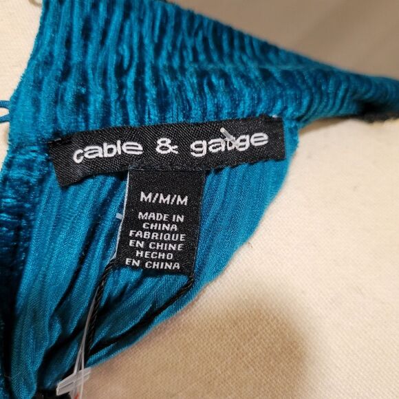 Cable & Gauge size medium blue roughed mock neck halter top NWT - Picture 6 of 12
